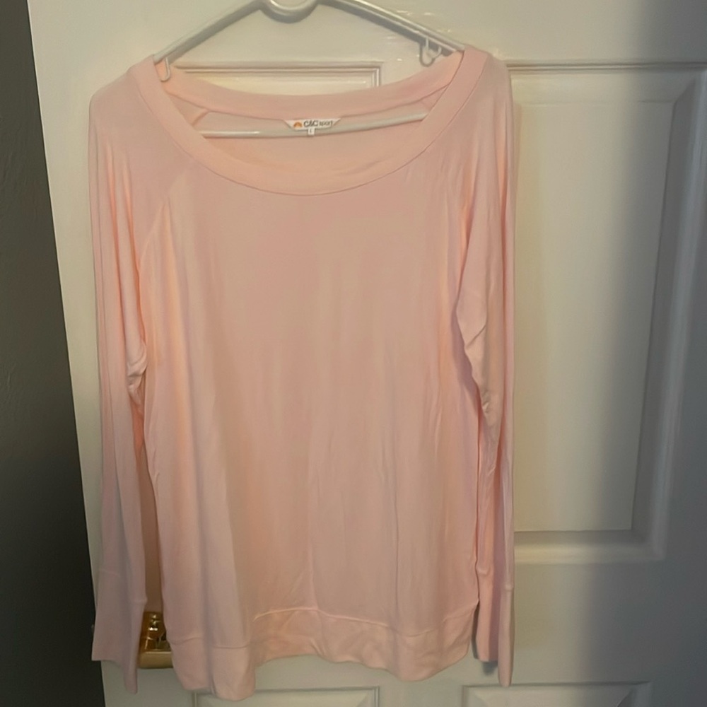 C&C sport pink long sleeve tee size large NWOT
